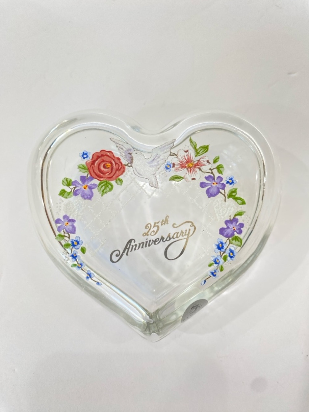 Fenton Art Glass 25th Anniversary heart-shaped trinket box